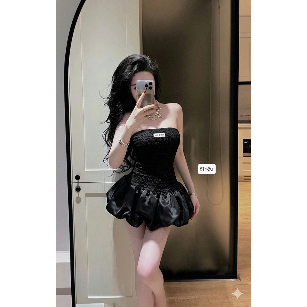 Đầm quây chun co giãn xoè bồng siu hách dáng