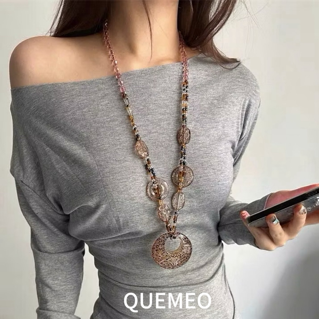 Vòng Cổ Hạt Phối Phong Cách ReTro Mặt Da Báo Phụ Kiênn Thời Trang Du Lịch