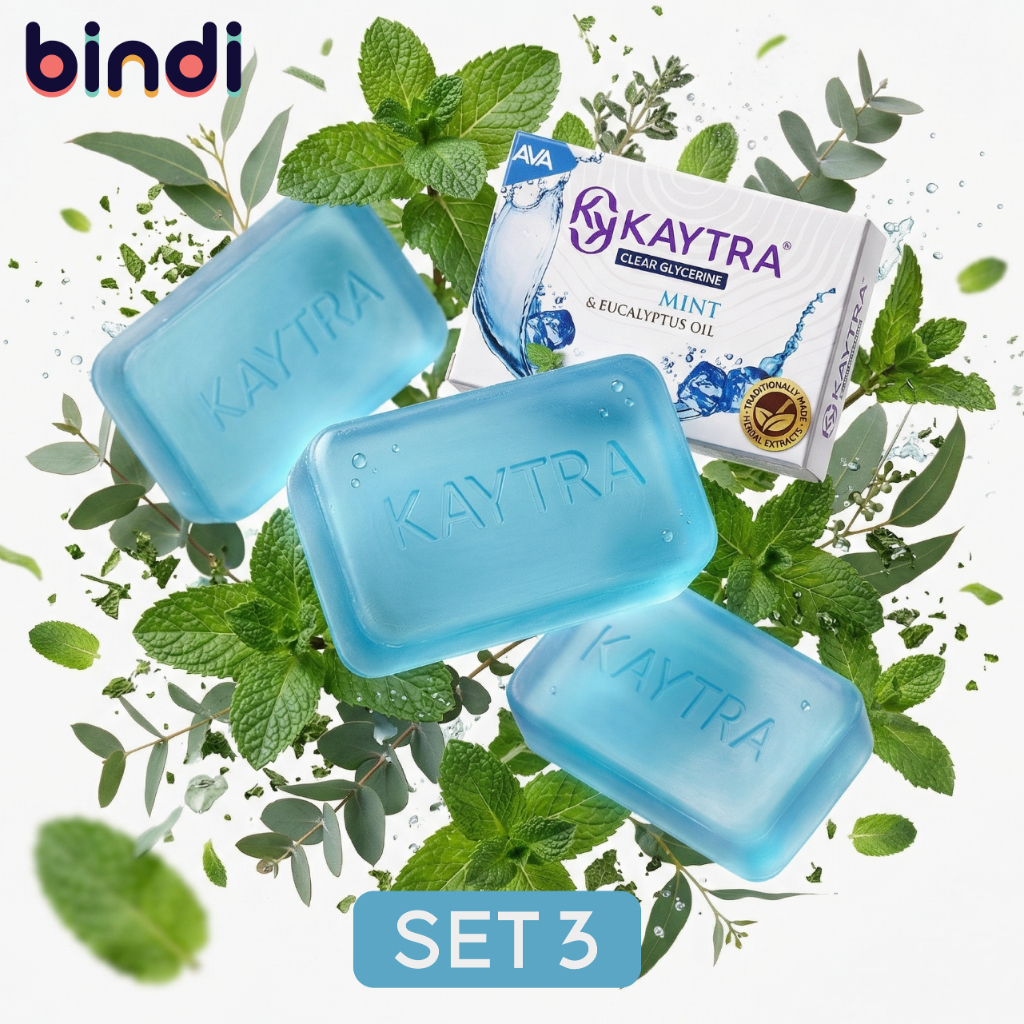 Set 3 Xà phòng Kaytra Bạc Hà và Khuynh Diệp Glycerin 125g - Cải thiện mụn lưng, kiểm soát dầu nhờn, cho cảm giác the mát