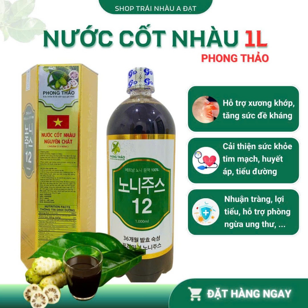 Nước cốt nhàu nguyên chất xuất khẩu Hàn Quốc-Phong Thảo, chai 1 lít