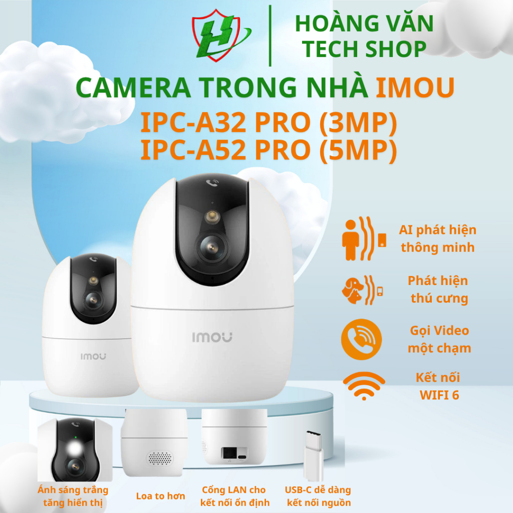 Camera Wifi IMOU RANGER 2 PRO A32P/A52P 3MP/5MP, Gọi Điện 1 Chạm, Có ...