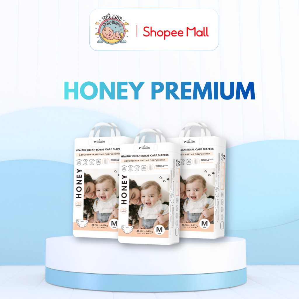 [KO QUÀ] Tã/Bỉm Honey Premium Tơ Tằm Mới, Siêu Mềm Mỏng Và Thấm Hút Đủ Size Cho Bé