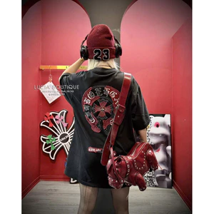 Áo phông chrome hearts đáp kẻ đỏ
