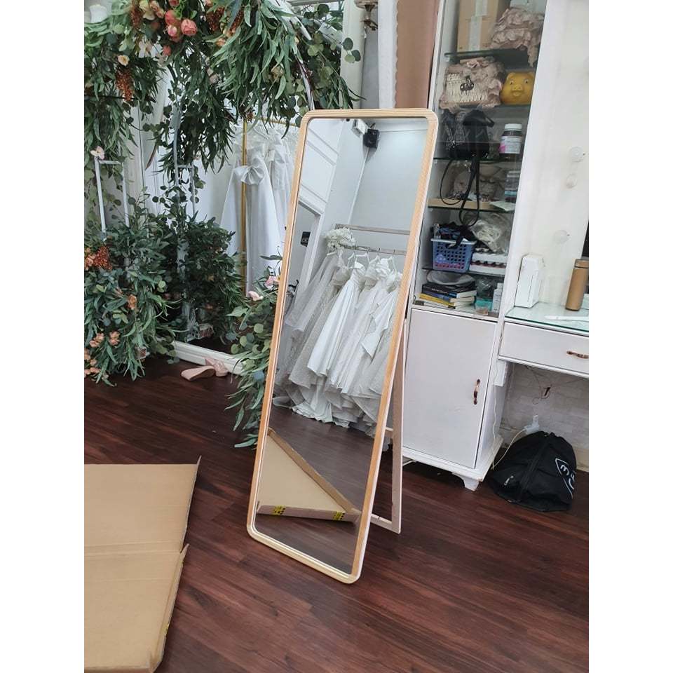 Gương soi toàn thân nịnh dáng khung gỗ bo góc kích thước 40 50 60 x 120cm