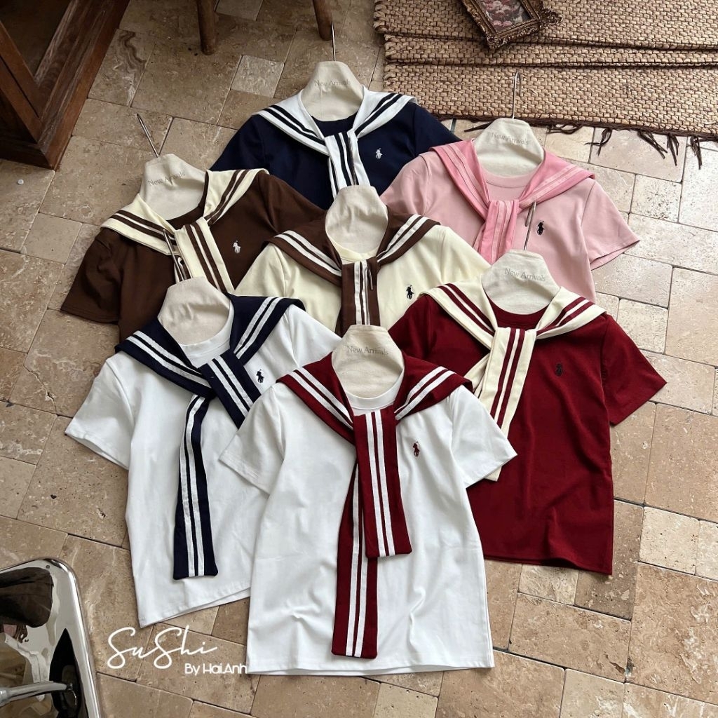 [𝑯𝒂 𝑨𝒏𝒉] Áo Cộc Phông Ngựa Quàng Khăn Kẻ QCL1