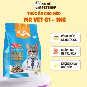 Hạt cho mèo MRVET G1 gói 1KG không ngũ cốc, chăm sóc tiêu hoá, dưỡng da lông cho mèo