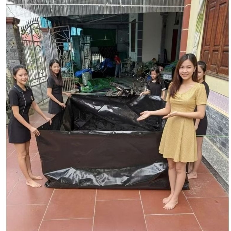 bể bạt HDPE và VPC xanh bộ đội nuôi ốc ếch cá lươn