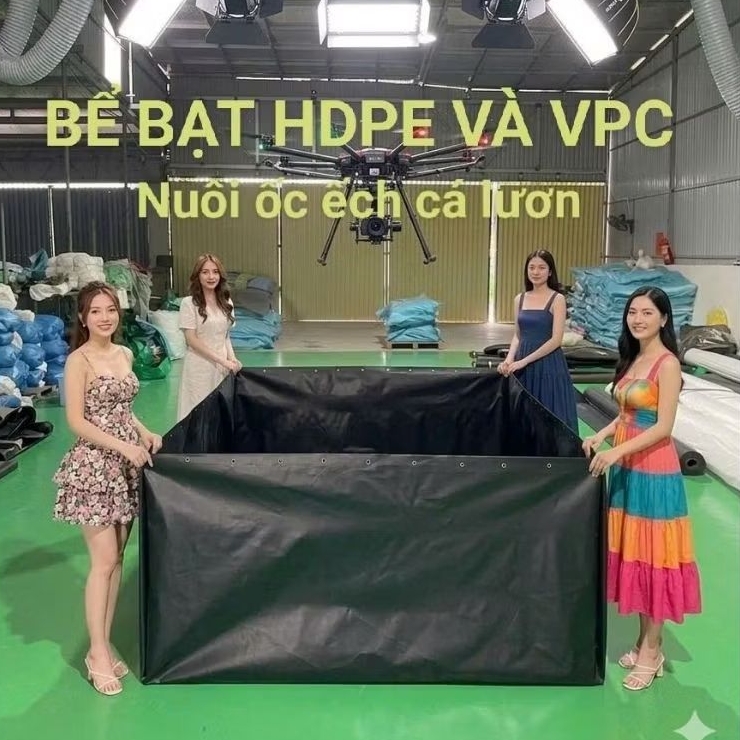 bể bạt HDPE và VPC xanh bộ đội nuôi ốc ếch cá lươn