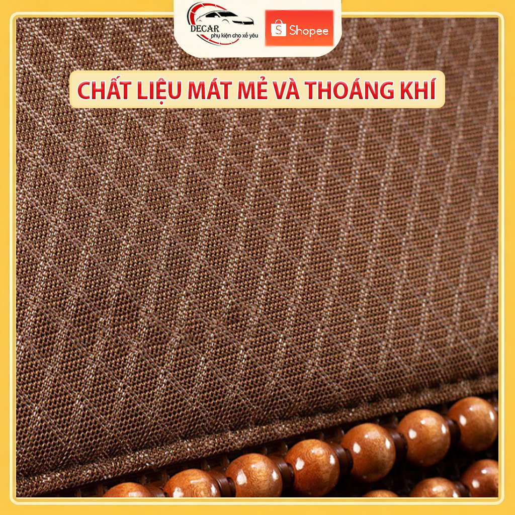 Lót ghế ô tô hạt gỗ chất liệu da cao cấp, bọc lót ghế ô tô xe hơi chống nóng, massage lưng chống đau mỏi