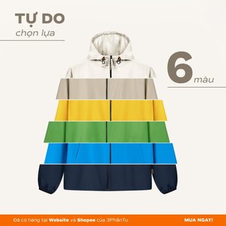 3PhầnTư - Áo Khoác Nam Nữ Vải Gió Dù Chống Nắng Và Tia UV Có Mũ Rộng Mỏng Nhẹ - OUVM24001