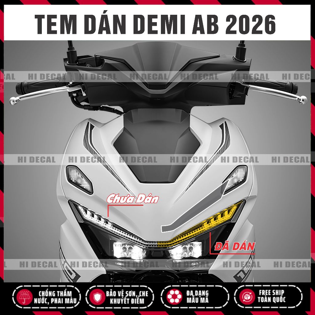 AB 2026 Decal Dán Đèn Demi AB 2026 | Tem Đổi Màu Đèn Air Blade 2026  Form Chuẩn, Dễ Dán Nổi Bật | Hiecal