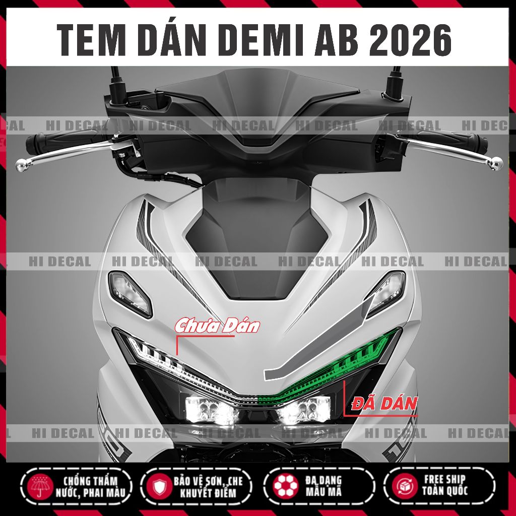 AB 2026 Decal Dán Đèn Demi AB 2026 | Tem Đổi Màu Đèn Air Blade 2026  Form Chuẩn, Dễ Dán Nổi Bật | Hiecal