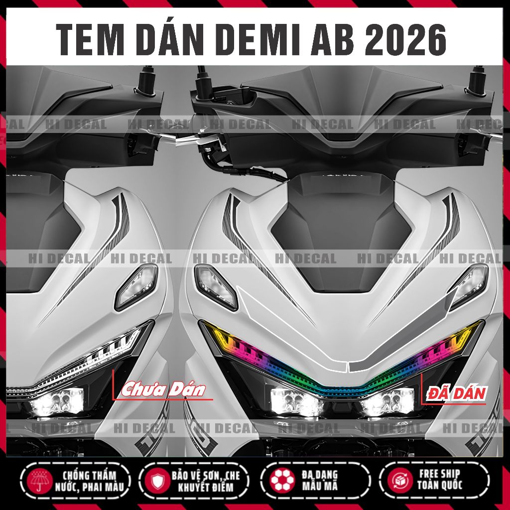 Air Blade 2026 Tem Dán Đèn Demi AB 2026 | Decal Đổi Màu Đèn Air Blade Chống Nước, Form Chuẩn, Dễ Dán