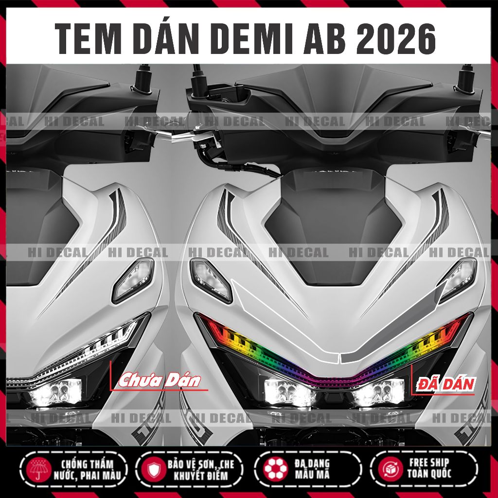 Air Blade 2026 Tem Dán Đèn Demi AB 2026 | Decal Đổi Màu Đèn Air Blade Chống Nước, Form Chuẩn, Dễ Dán