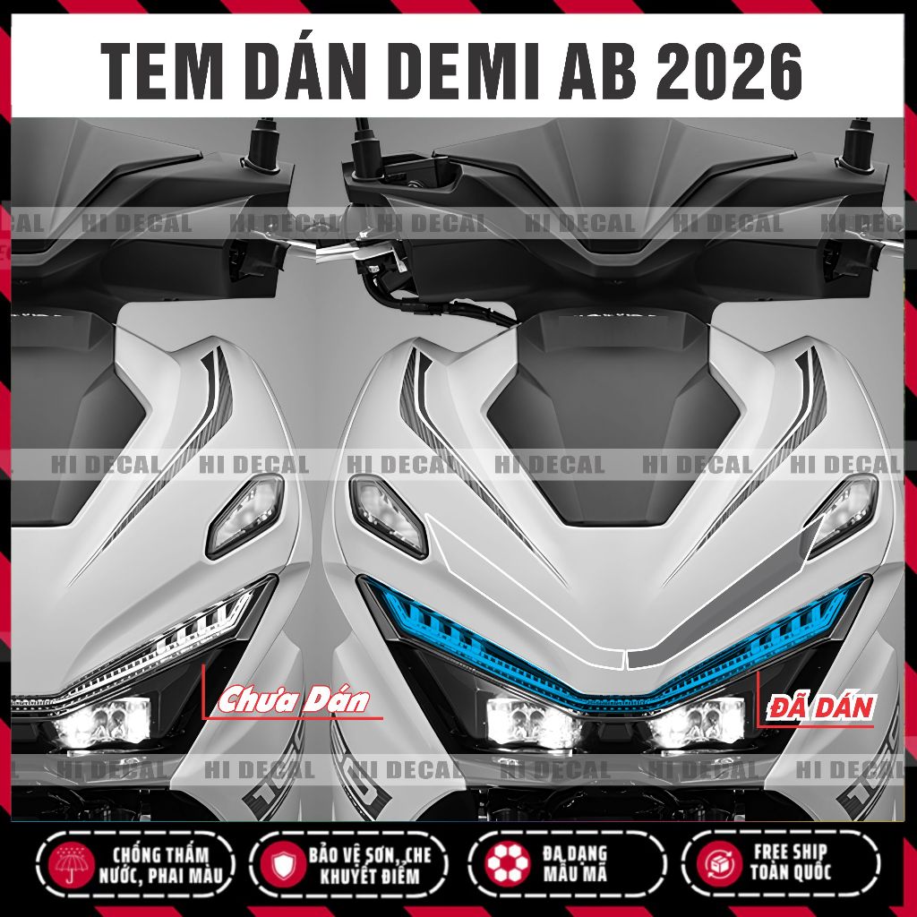 Air Blade 2026 Tem Dán Đèn Demi AB 2026 | Decal Đổi Màu Đèn Air Blade Chống Nước, Form Chuẩn, Dễ Dán