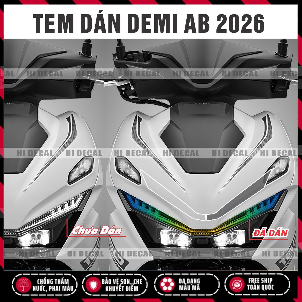 Air Blade 2026 Tem Dán Đèn Demi AB 2026 | Decal Đổi Màu Đèn Air Blade Chống Nước, Form Chuẩn, Dễ Dán