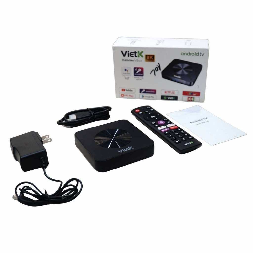 Đầu hát karaoke VietK VBox 8K, chạy Android 12, GPU 8K, hỗ trợ 4K Ultra HD, RAM 2GB, ROM 16GB 2026