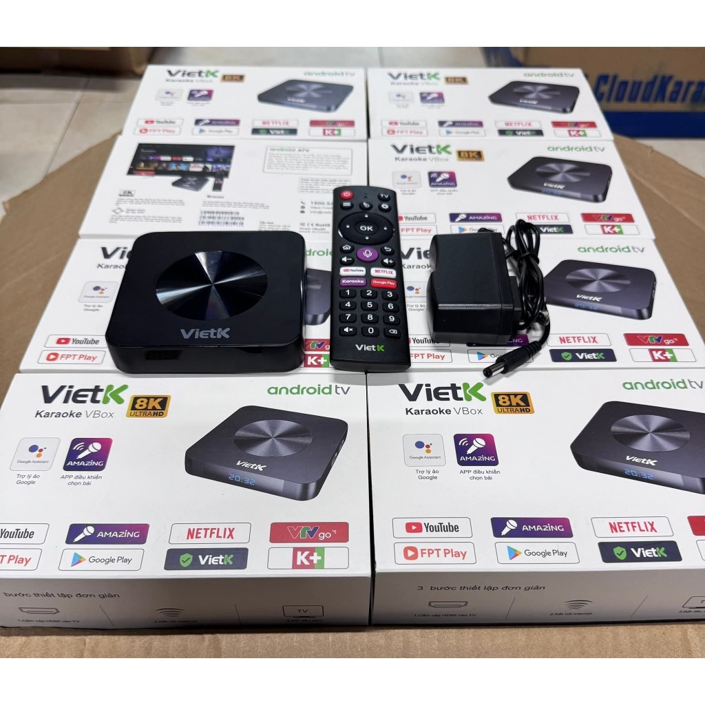 Đầu karaoke VietK VBox 8K - Android 12, hỗ trợ 4K Ultra HD, RAM 2Gb, ROM 16Gb, chính hãng 2026.
