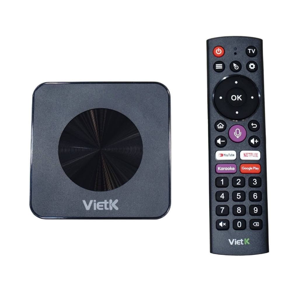 Android TVBox VietK VBox 8K, Android 12, GPU 8K hỗ trợ 4K Ultra HD, Ram 2Gb, Rom 16Gb, BH 12 tháng.