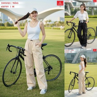 (Sẵn)6QDT15Quần Cardina dáng Suông Kaki Túi Hộp dây rút