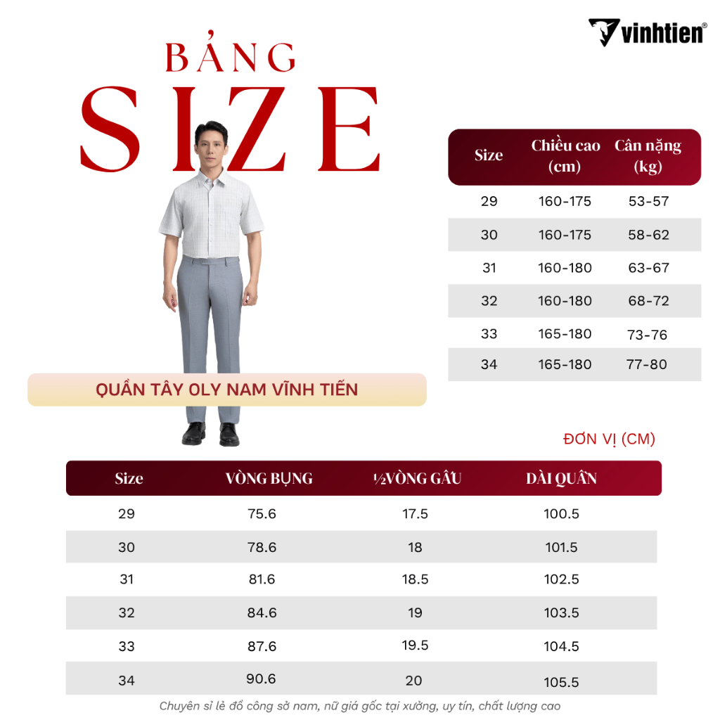 Quần Tây Nam Công Sở 0ly Classic Form Suông Vĩnh Tiến 515 - Nhiều Màu