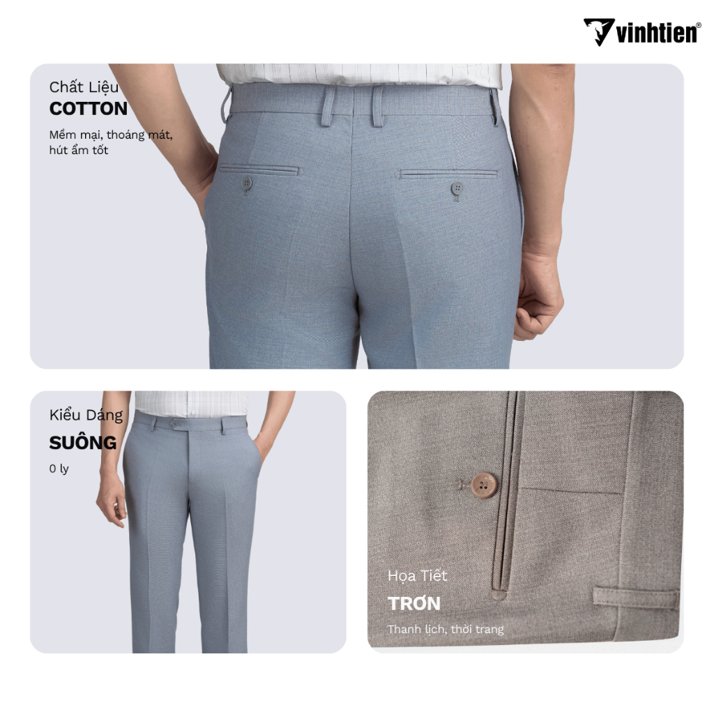 Quần Tây Nam Công Sở 0ly Classic Form Suông Vĩnh Tiến 515 - Nhiều Màu