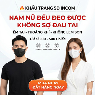 Giá Sĩ 100-500 Chiếc Khẩu Trang 5D InCom Với 3 Lớp Bảo Vệ Kháng Khuẩn Chuẩn Y Tế 99%