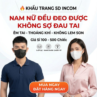 Giá Sĩ 100-500 Chiếc Khẩu Trang 5D InCom Với 3 Lớp Bảo Vệ Kháng Khuẩn Chuẩn Y Tế 99%