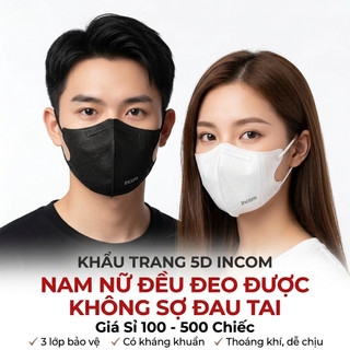Giá Sĩ 100-500 Chiếc Khẩu Trang 5D InCom Với 3 Lớp Bảo Vệ Kháng Khuẩn Chuẩn Y Tế 99%
