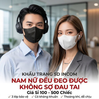 Giá Sĩ 100-500 Chiếc Khẩu Trang 5D InCom Với 3 Lớp Bảo Vệ Kháng Khuẩn Chuẩn Y Tế 99%