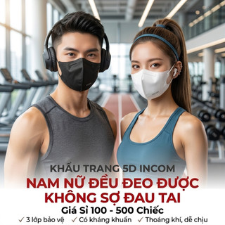 Giá Sĩ 100-500 Chiếc Khẩu Trang 5D InCom Với 3 Lớp Bảo Vệ Kháng Khuẩn Chuẩn Y Tế 99%
