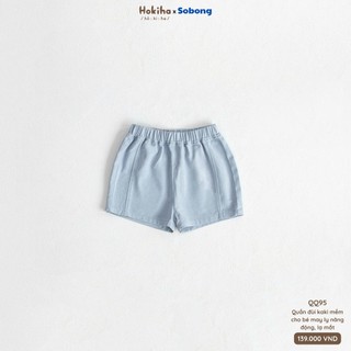 Quần đùi kaki may ly năng động cho bé trai, bé gái Hokiha vải kaki mềm, thoáng mát size 8-17kg QQ95