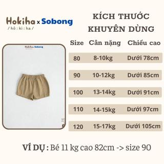 Quần đùi kaki may ly năng động cho bé trai, bé gái Hokiha vải kaki mềm, thoáng mát size 8-17kg QQ95