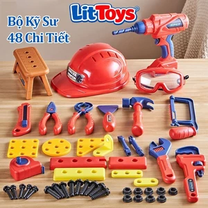 Bộ Đồ Chơi Kỹ Sư Lắp Ráp 37 Và 48 Chi Tiết ToysLit Kèm Khoan Điện, Mũ, Kính Mắt Cao Cấp Cho Bé