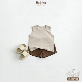 Combo cho bé mặc mát-2 Áo ba lỗ trơn cho bé trai, bé gái Hokiha vải cotton bozip mềm mại, thoáng mát size 8-17kg A27