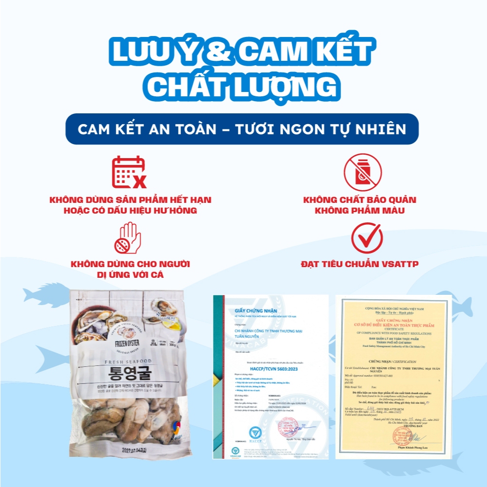 [HỎA TỐC HCM] Thịt hàu Hàn Quốc tách vỏ nguyên con Thế Giới Hải Sản đông công nghệ IQF túi 300g, nấu cháo chiên trứng