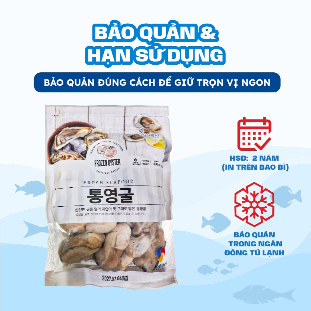 [HỎA TỐC HCM] Thịt hàu Hàn Quốc tách vỏ nguyên con Thế Giới Hải Sản đông công nghệ IQF túi 300g, nấu cháo chiên trứng