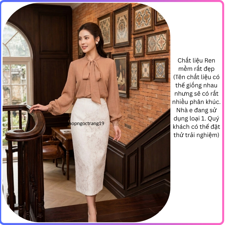 Chân Váy Bút Chì Công Sở Ren 2 Lớp Thời Trang Phong Cách SHOPNGOCTRANNG19 CV09