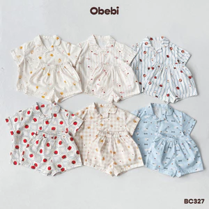 Pijama Cộc Mặc Nhà OBebi Họa Tiết Đáng Yêu Cho Bé Trai Bé Gái Từ 8 - 22kg BC327