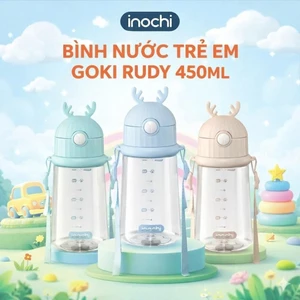 Bình nước trẻ em Inochi - Goki Rudy 450ml màu Xanh nhạt/Xanh bạc hà/Hồng nhạt