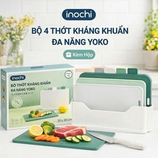 Bộ 4 thớt đa năng Yoko ( kèm hộp) thái thịt sống, thịt chín, cá và rau củ riêng biệt