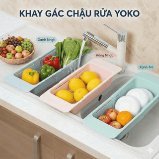 Khay Trượt Yoko: Gác chậu rửa, nhựa nguyên sinh, kháng khuẩn Ag+, nhiều màu, tiện dụng