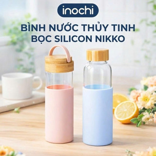 Bình nước thuỷ tinh bọc silicon Inochi - Nikko 550 ml