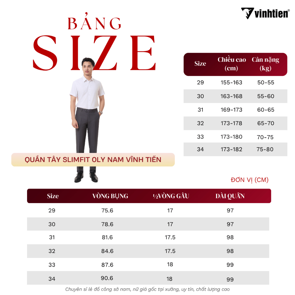 Quần Tây Dáng Trẻ Form Ôm 0ly Slimfit 535 Vĩnh Tiến - Nhiều Màu