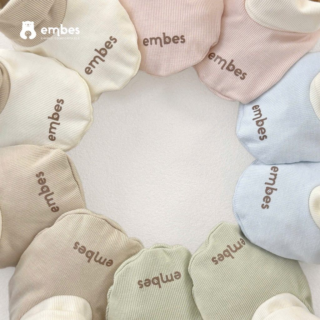 Phụ Kiện Sơ Sinh Embes, Set Bao Tay Bao Chân Embes Teddy Chất Cotton Mềm Mại Cho Bé Sơ Sinh 0-3Tháng
