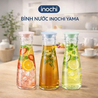 Bình nước Inochi - Yama 1.2L, 1.3L thân Trắng trong + nắp Xanh nhạt/Xanh trà/Hồng đậm