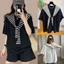 Áo Phông Thuỷ Thủ Quàng Khăn Kẻ Sọc Nữ Tính Basic Chất Cotton Mềm Mát Siêu Co Dãn