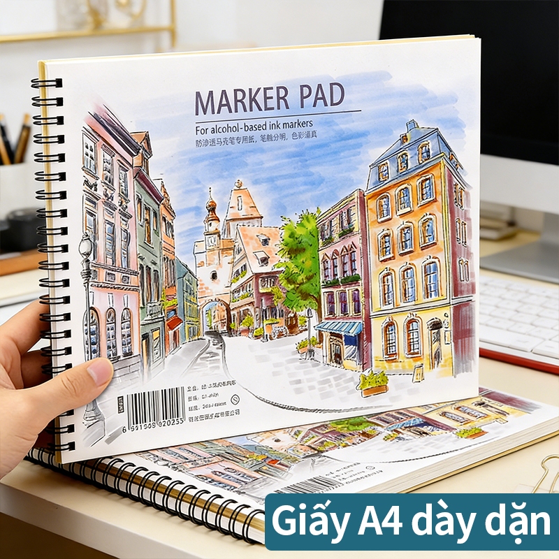 Sổ tay vẽ A4/A5, giấy dày không thấm mực, vỏ cứng hai mặt, dụng cụ vẽ mỹ thuật dành cho học sinh