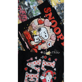 [Ảnh Chính Chủ] Áo Thun Cotton 100% Thái Snoopy Valetine Love In Full 2 Mặt