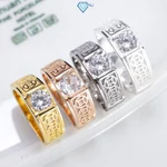 Nhẫn bạc nam kim tiền đính đá 6mm màu xi vàng 18K, xi vàng hồng, xi bạch kim bản nhỏ sang trọng NNA0879 - Trang Sức TNJ — ảnh 1